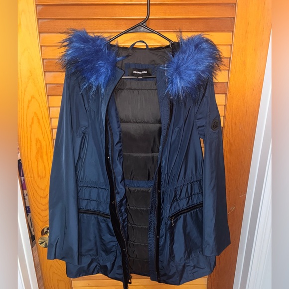 Gianni Bini Jackets & Blazers - Gianni Bini navy blue parka with faux fur trim - womens size medium
